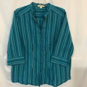 Plus Size 1X Button Down 3/4 Sleeve Blouse